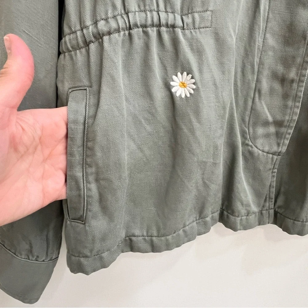 Rails Sahara Sage Embroidered Daisies Jacket Green Linen Blend Large - Picture 10 of 14